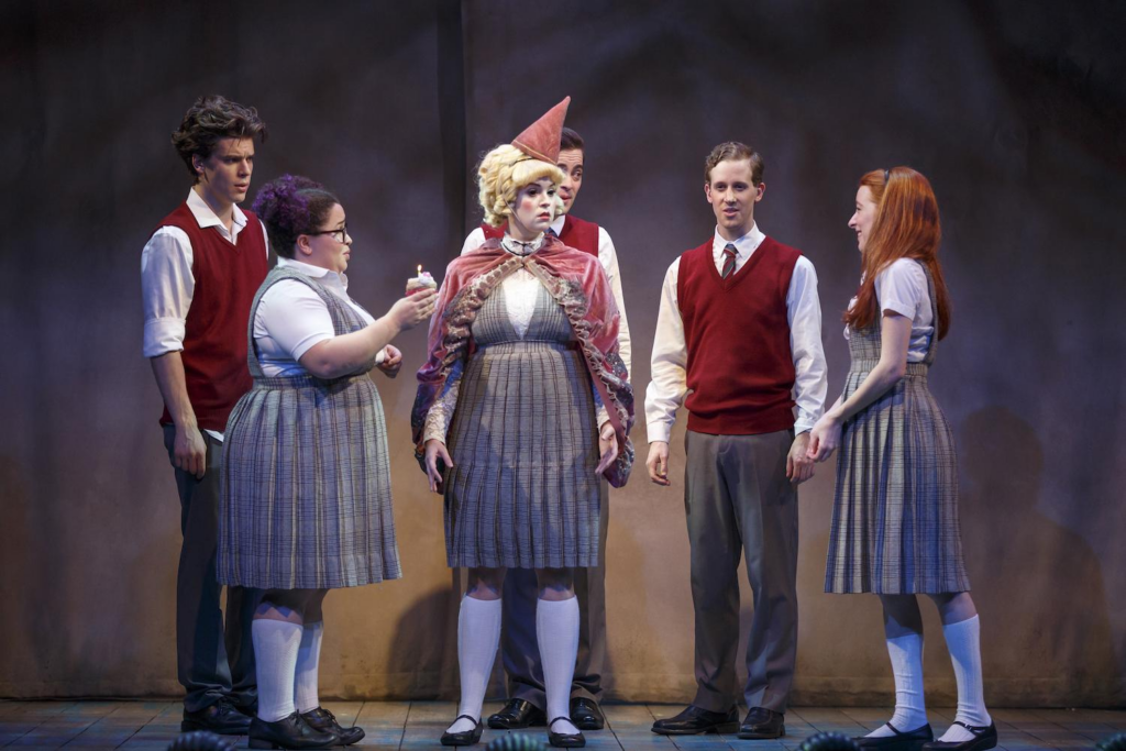 Tiffany Tatreau, Gus Halper, Kholby Wardell, Alex Wise, Lillian Castillo, Emyly Rohm. Ride the Cyclone, 2016 Off-Broadway Production.